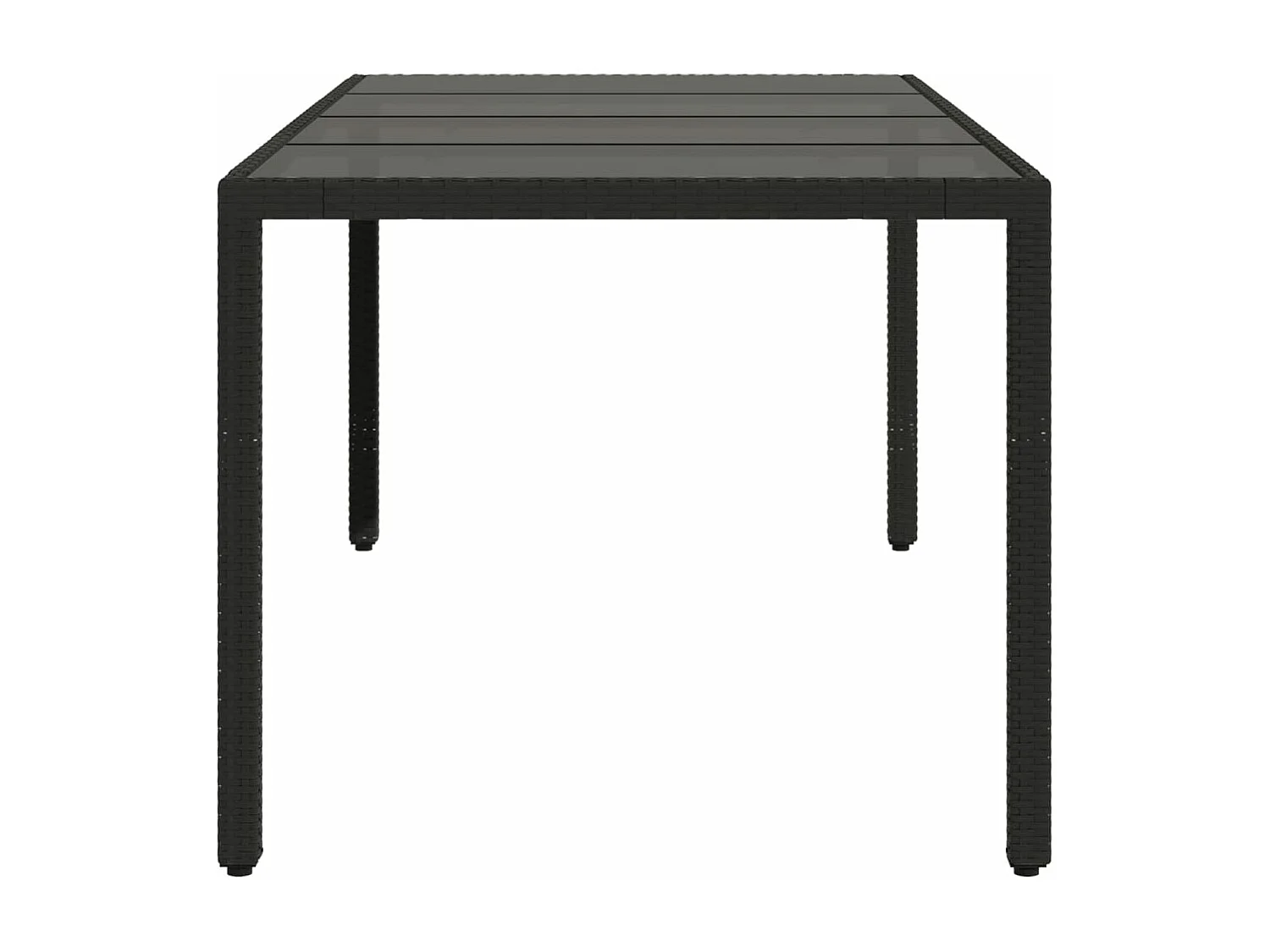 Table de jardin dessus en verre Noir 190x90x75cm Résine tressée FR970759