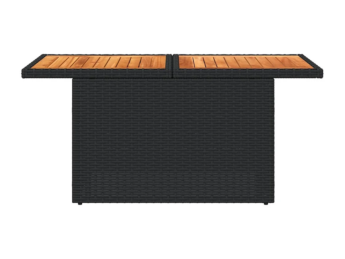 Tuintafel 100x55x73 cm poly rattan en acaciahout zwart BE500717