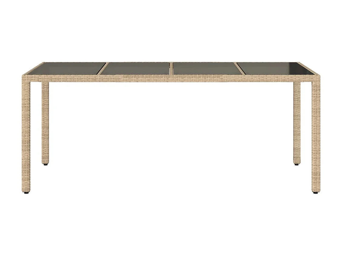 Table de jardin avec dessus en verre beige résine tressée FR937386