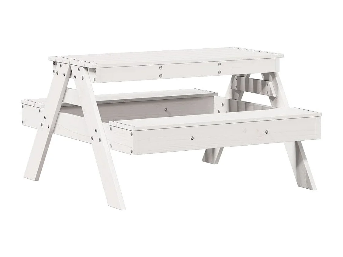 Table de pique-nique pour enfants blanc bois massif de pin FR171883