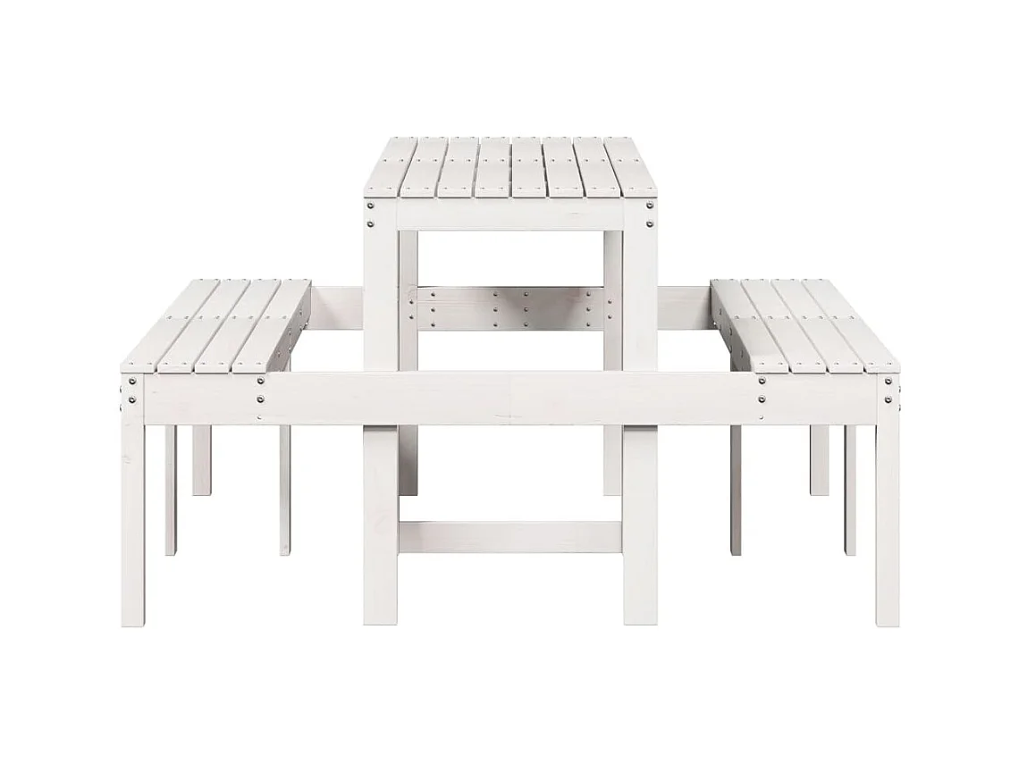 Table de pique-nique blanc 160x134x75 cm bois massif de pin FR714352