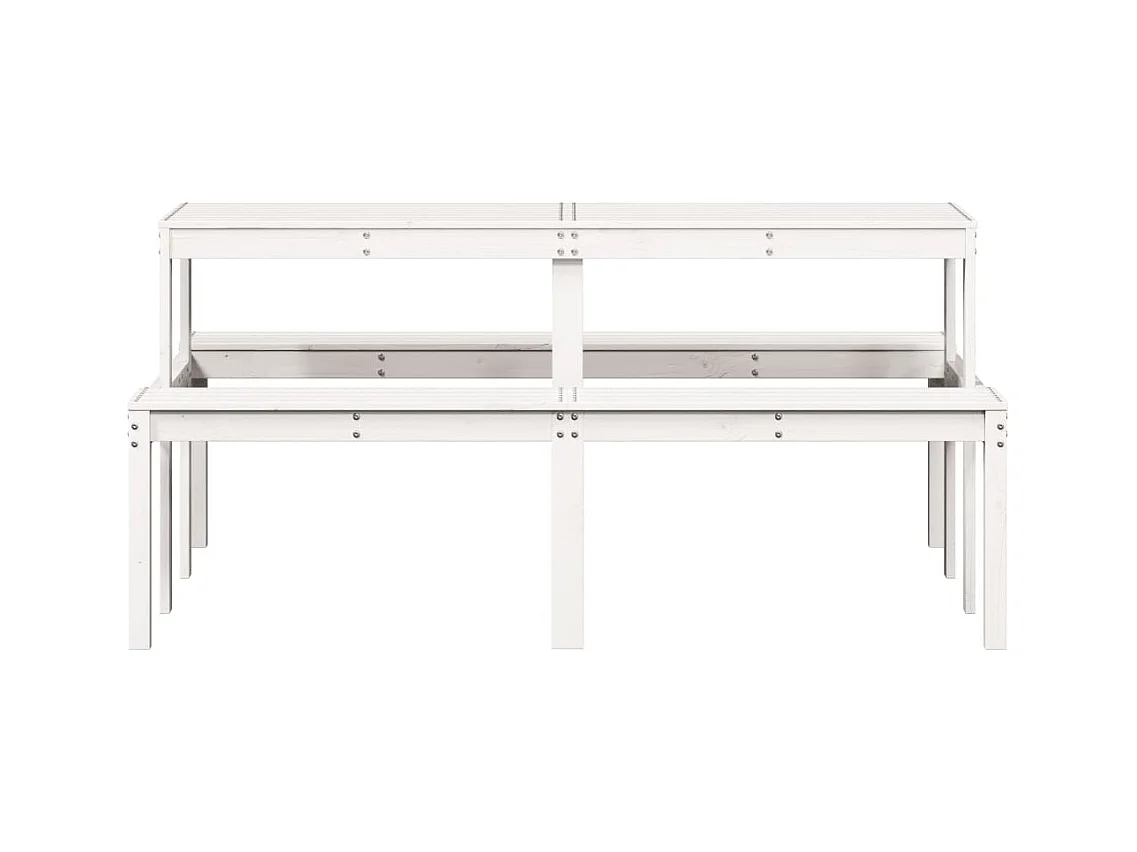 Table de pique-nique blanc 160x134x75 cm bois massif de pin FR714352
