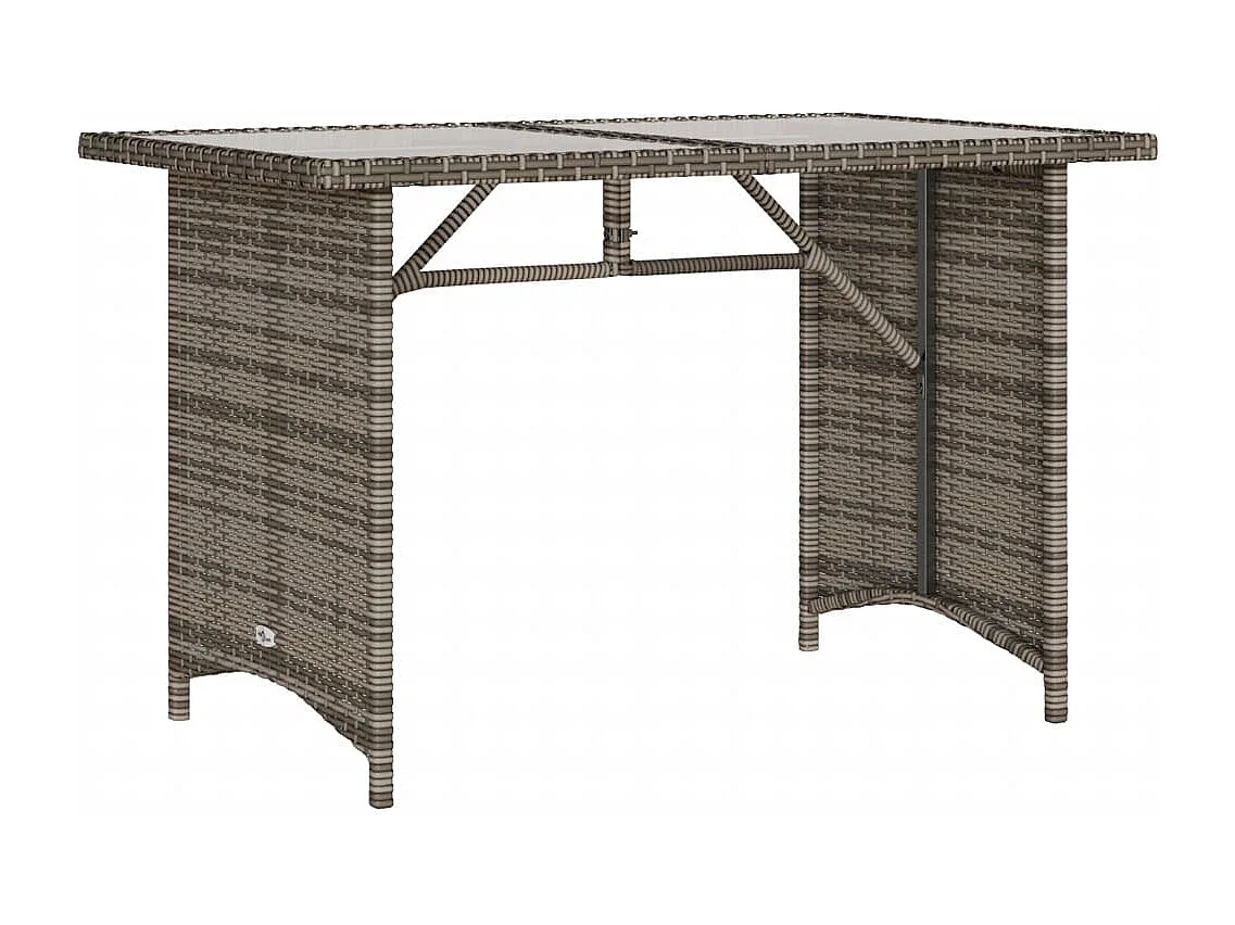 Mesa de jardín superficie de vidrio ratán PE gris 110x68x70 cm ES526248