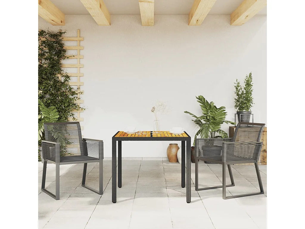 Conjunto 2 cadeiras de jardim, vime, preto PT214192