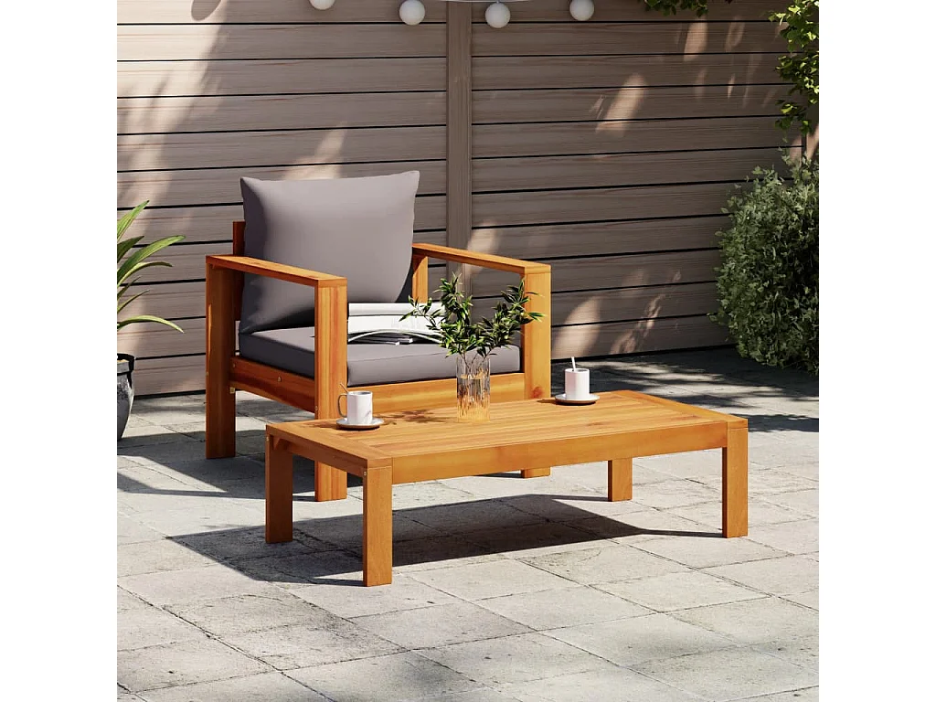 Chaise de jardin avec coussins bois massif d'acacia FR48010
