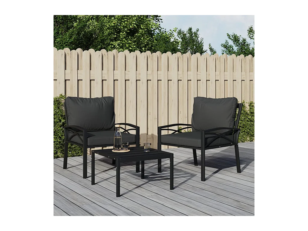 Chaise de jardin avec coussins gris 68x76x79 cm acier FR30282