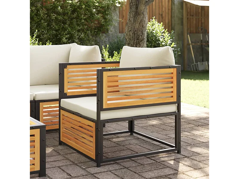 Chaise de jardin avec coussins bois massif d'acacia FR80925