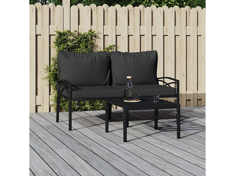 Lot de 2 Chaises de jardin avec coussins gris 62x75x79 cm acier FR39823