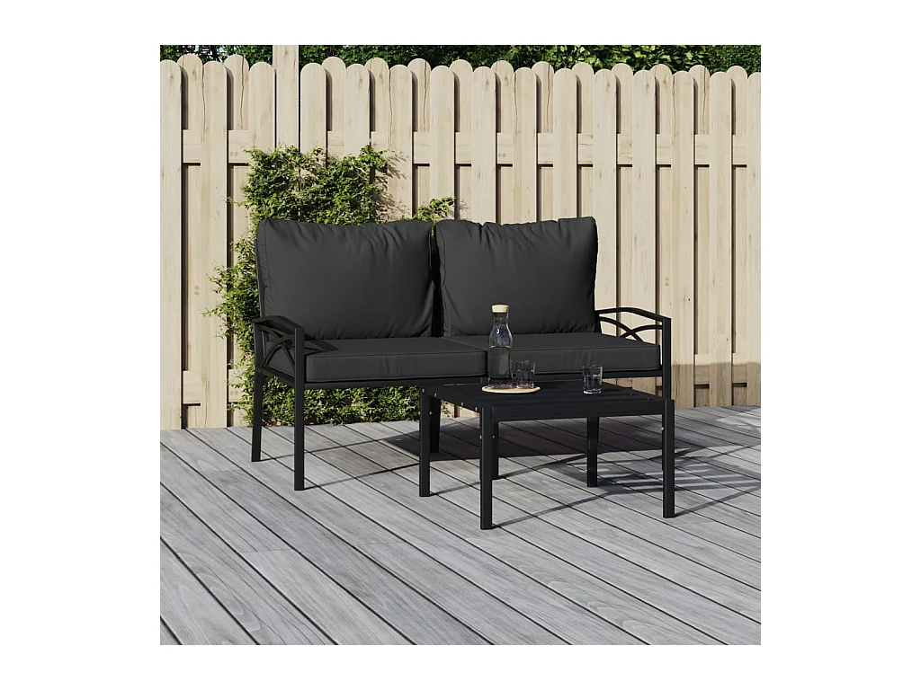 Lot de 2 Chaises de jardin avec coussins gris 62x75x79 cm acier FR39823