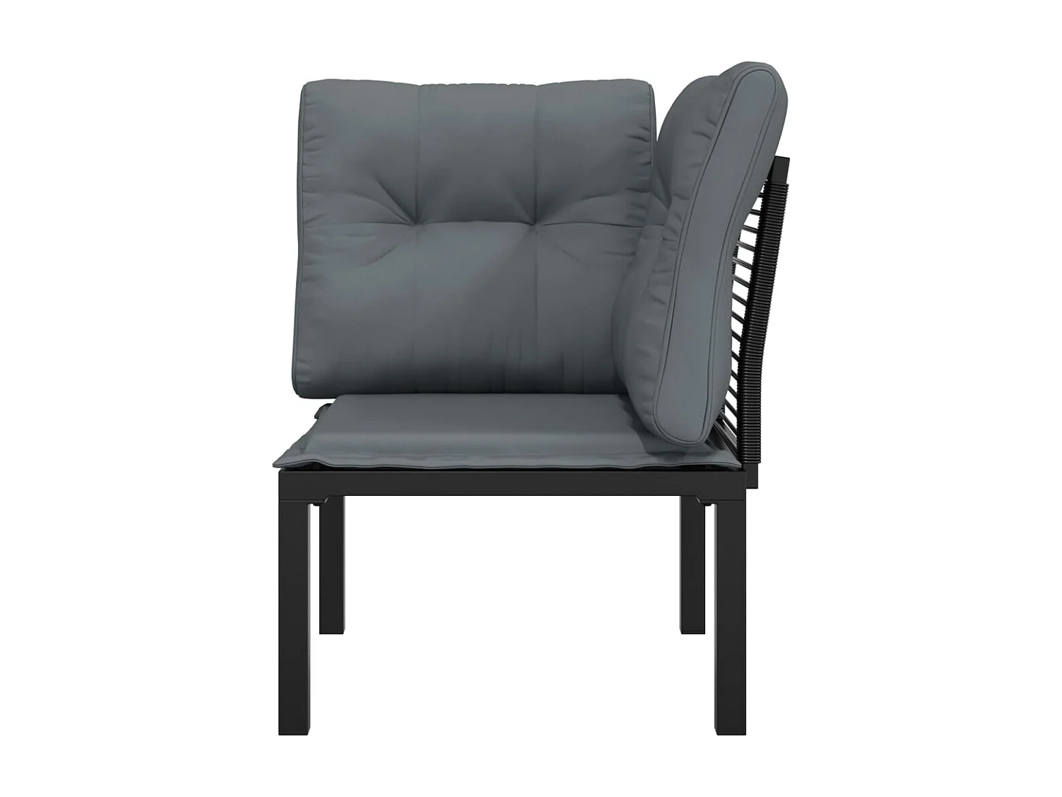 Chaise d'angle de jardin avec coussins noir/gris résine tressée FR60100