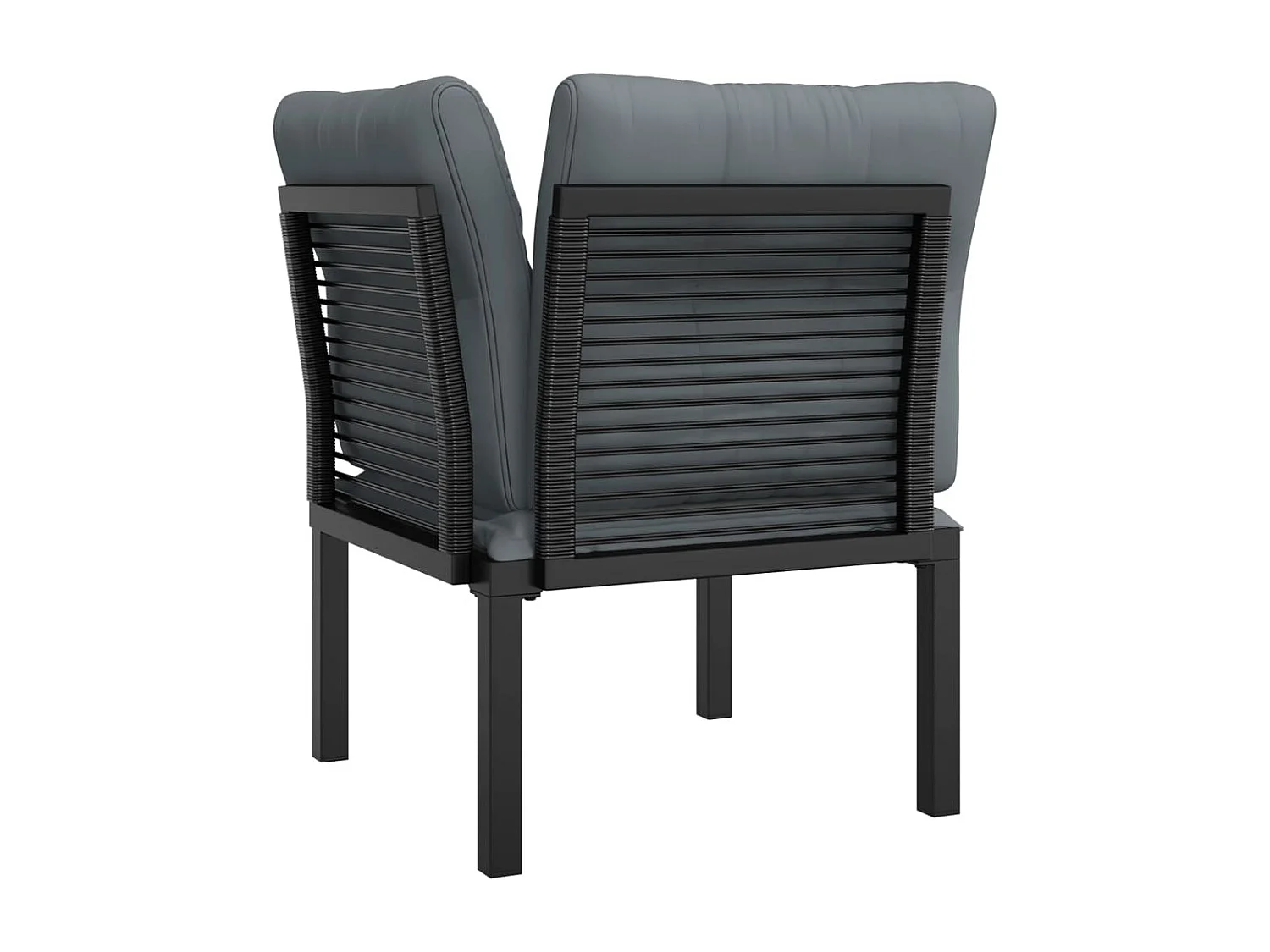 Chaise d'angle de jardin avec coussins noir/gris résine tressée FR60100