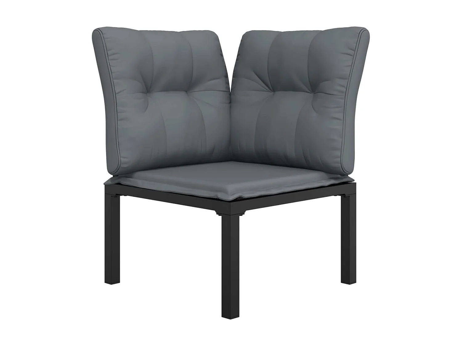 Chaise d'angle de jardin avec coussins noir/gris résine tressée FR60100