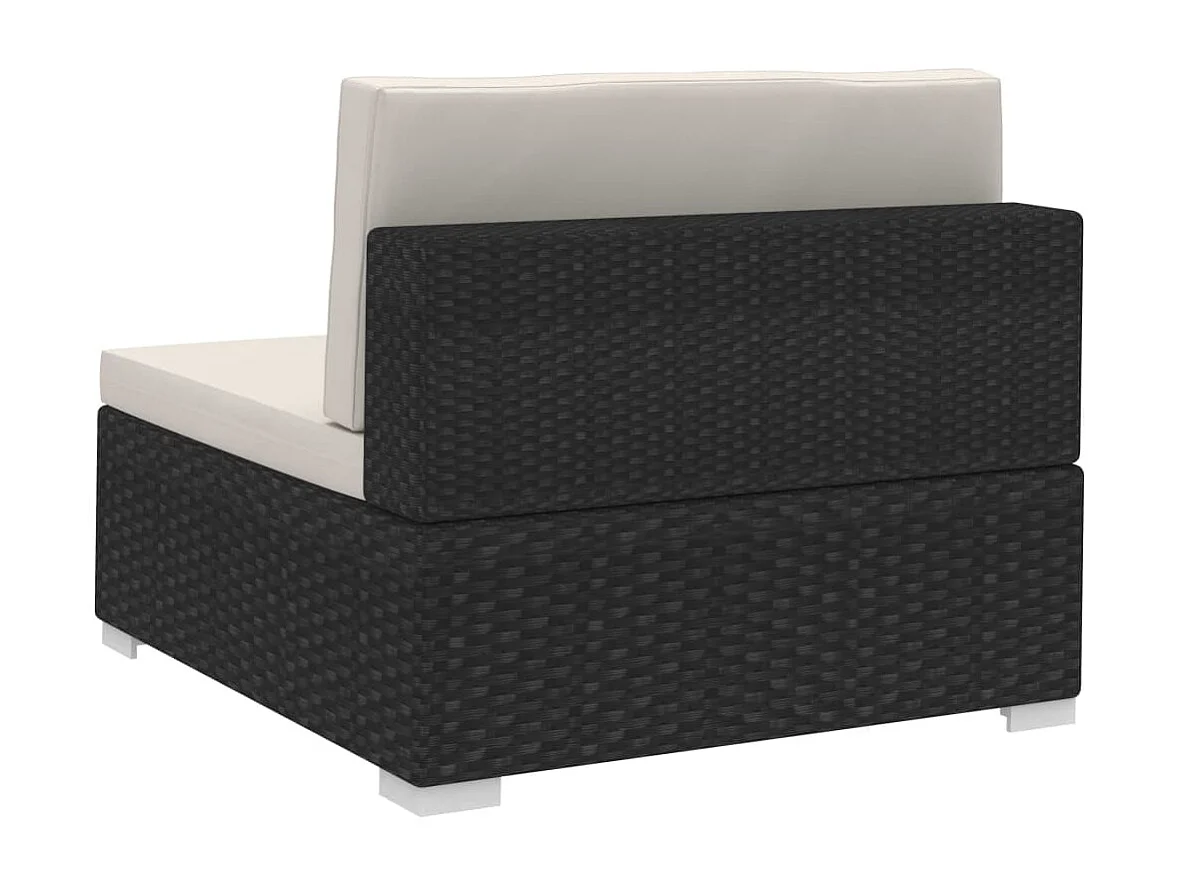 Cadeiras de canto seccionais 2 pcs c/ almofadões vime PE preto PT148767