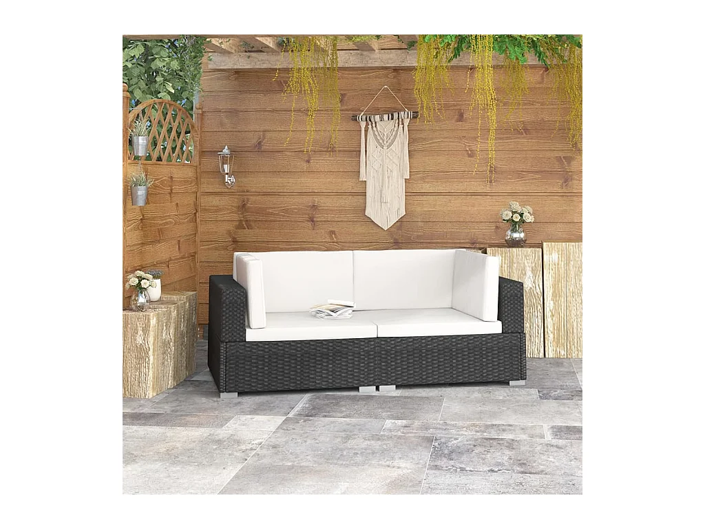 Lot de 2 Chaises d'angles avec coussins Résine tressée Noir FR14511