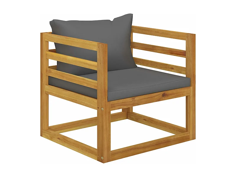 Silla de jardín con cojines gris oscuro madera maciza acacia ES720141