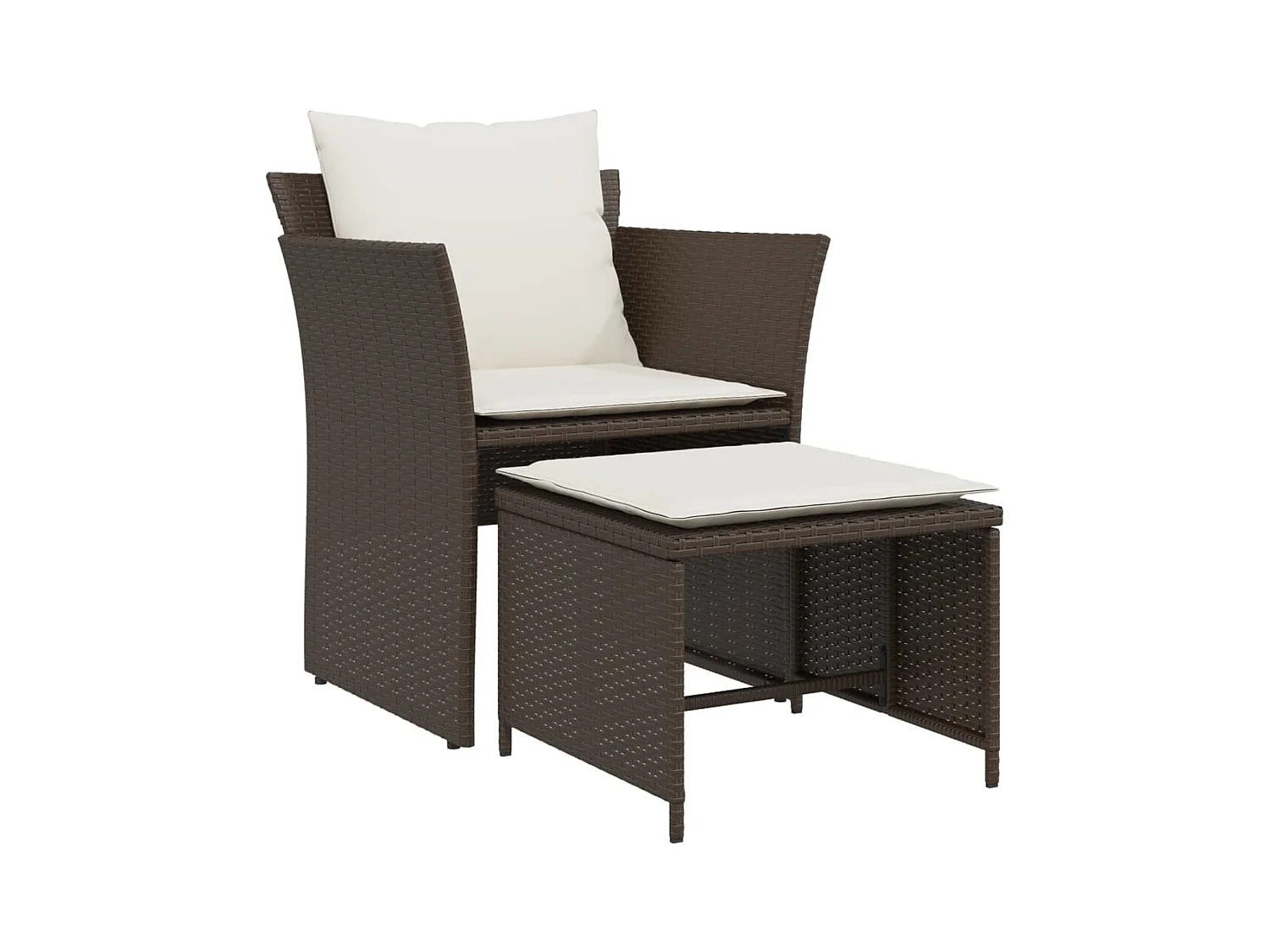Chaise de jardin avec tabouret marron résine tressée FR77835