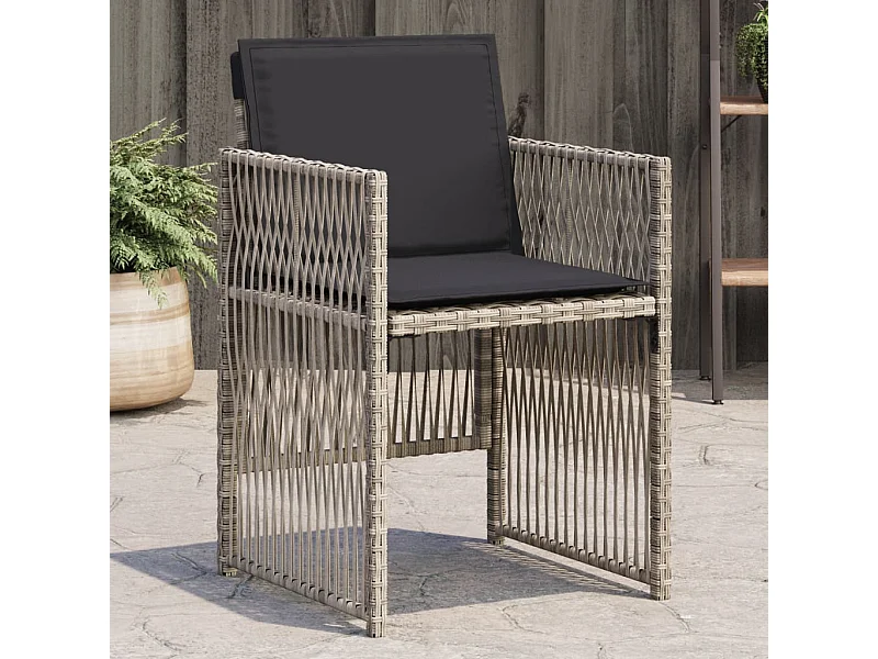 Lot de 4 Chaises de jardin avec coussins gris clair poly rotin FR950769