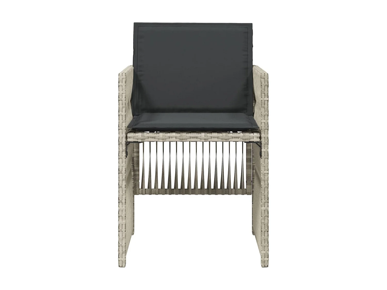 Tuinstoelen 4 st met kussens poly rattan lichtgrijs BE100620