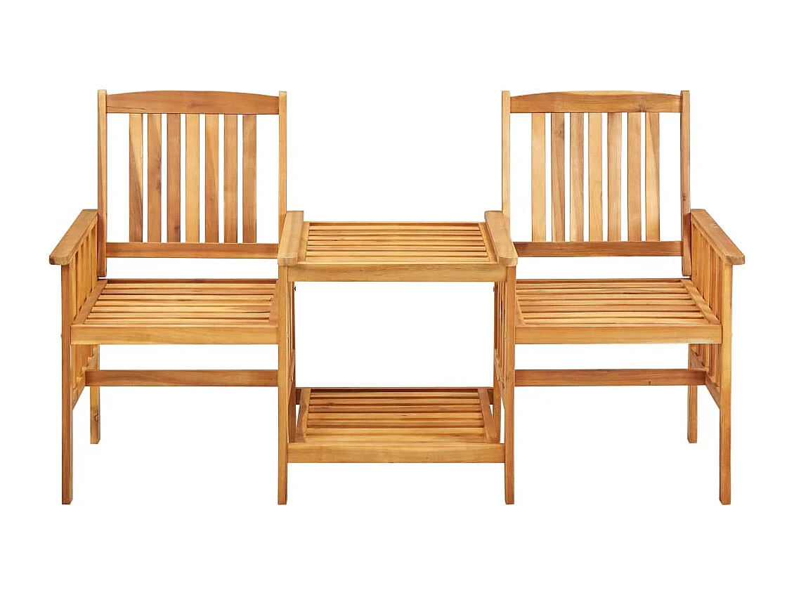 Chaises de jardin avec table à thé et coussins Acacia solide FR46819