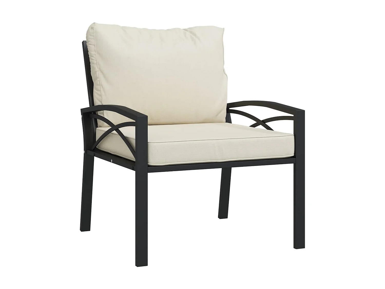 Chaise de jardin avec coussins sable 68x76x79 cm acier FR38241