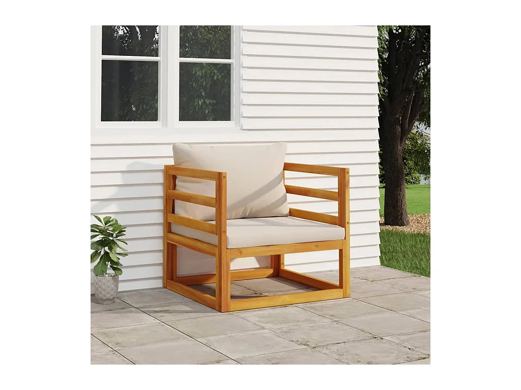 Chaise de jardin avec coussins gris clair bois massif d'acacia FR64442