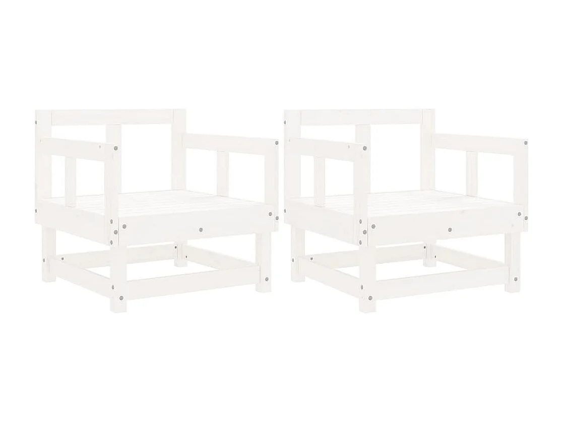 Lot de 2 Chaises de jardin blanc bois massif de pin FR33894