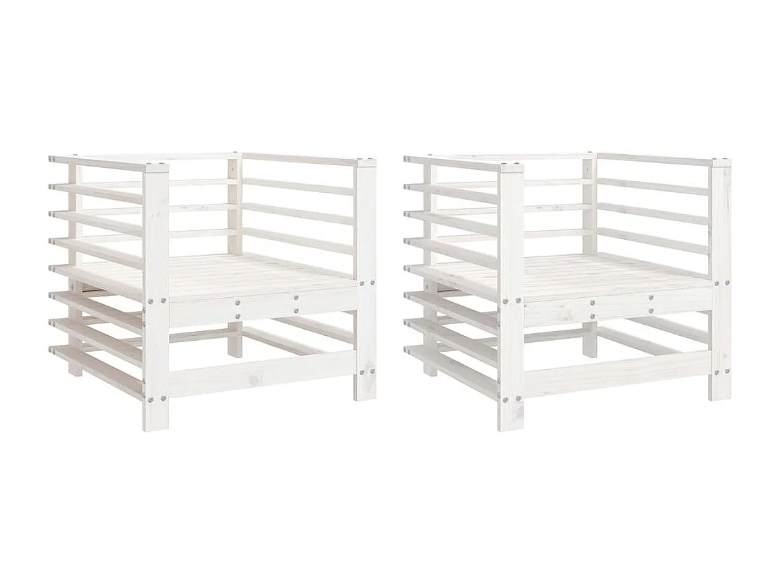 Lot de 2 Chaises de jardin blanc bois massif de pin FR43886