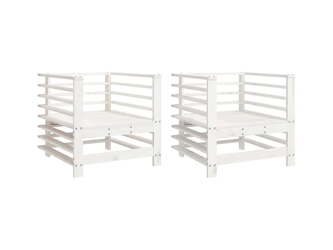 Lot de 2 Chaises de jardin blanc bois massif de pin FR43886