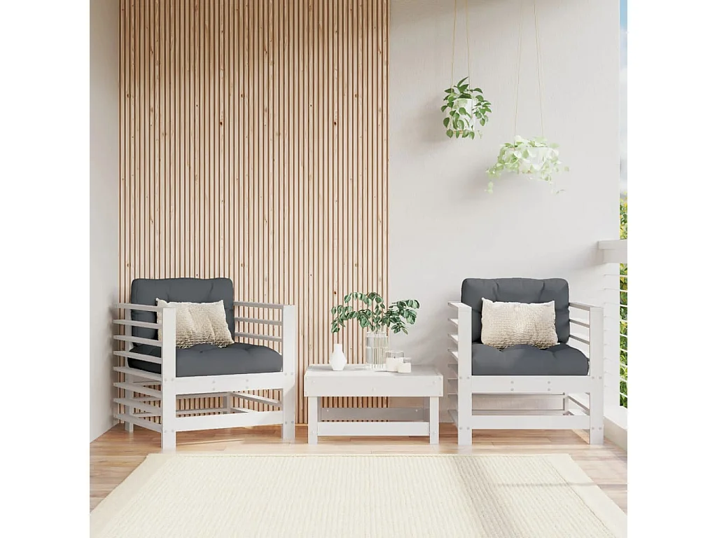 Sillones de jardín 2 unidades madera maciza pino blanco ES919245