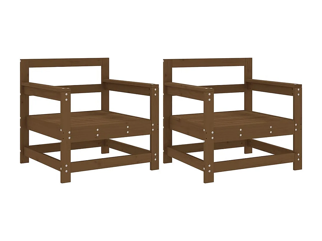 Lot de 2 Chaises de jardin marron miel bois massif de pin FR59227