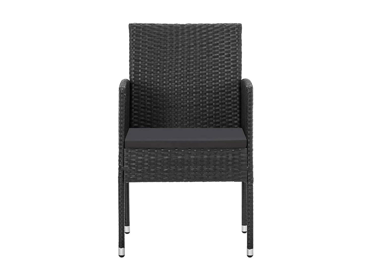 Lot de 4 Chaises de jardin coussins noir noir résine tressée FR616884