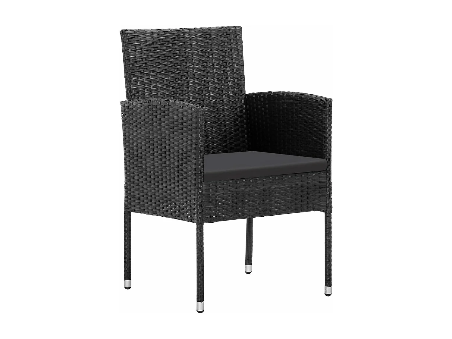 Tuinstoelen 4 st met zwarte kussens poly rattan zwart BE335549