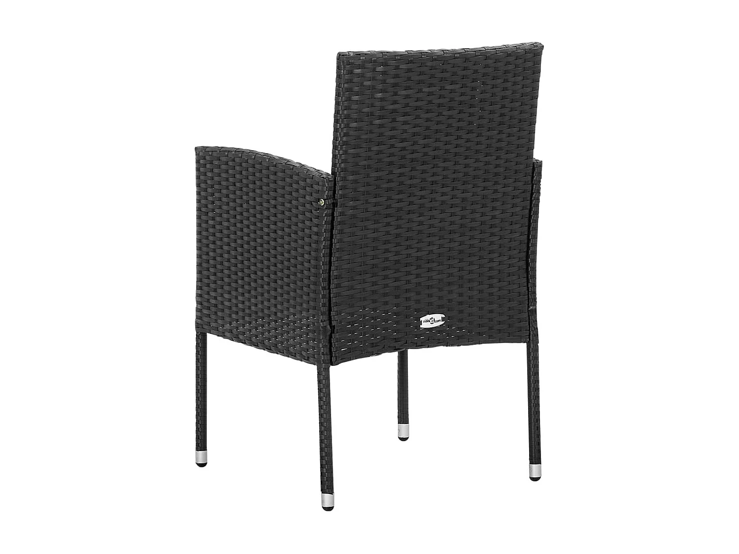 Tuinstoelen 4 st met zwarte kussens poly rattan zwart BE335549