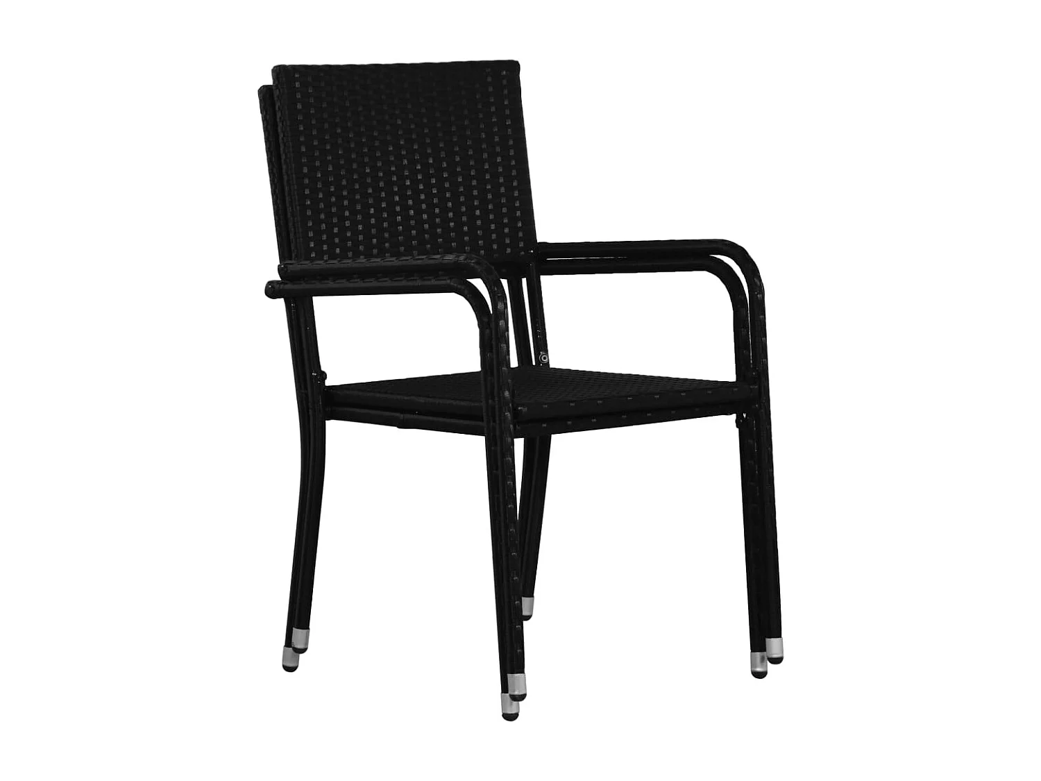 Lot de 2 Chaise à dîner de jardin empilable noir résine tressée FR504603