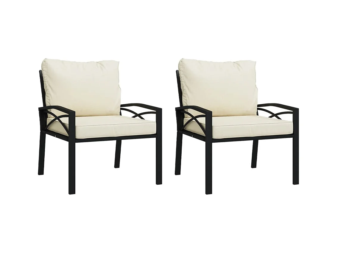 Lot de 2 Chaises de jardin avec coussins sable 68x76x79 cm acier FR27059