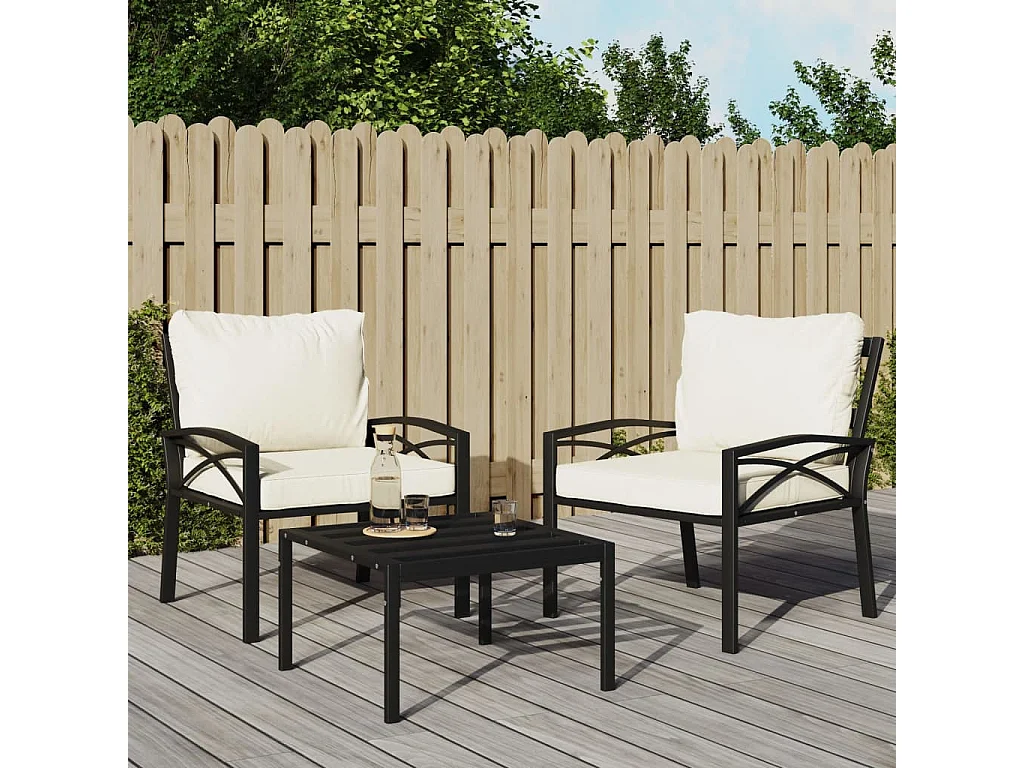 Lot de 2 Chaises de jardin avec coussins sable 68x76x79 cm acier FR27059