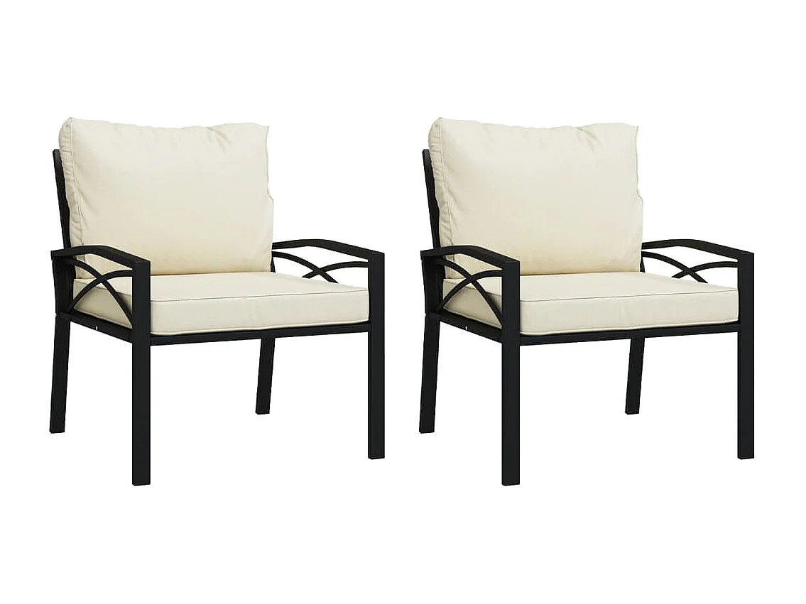 Lot de 2 Chaises de jardin avec coussins sable 68x76x79 cm acier FR27059