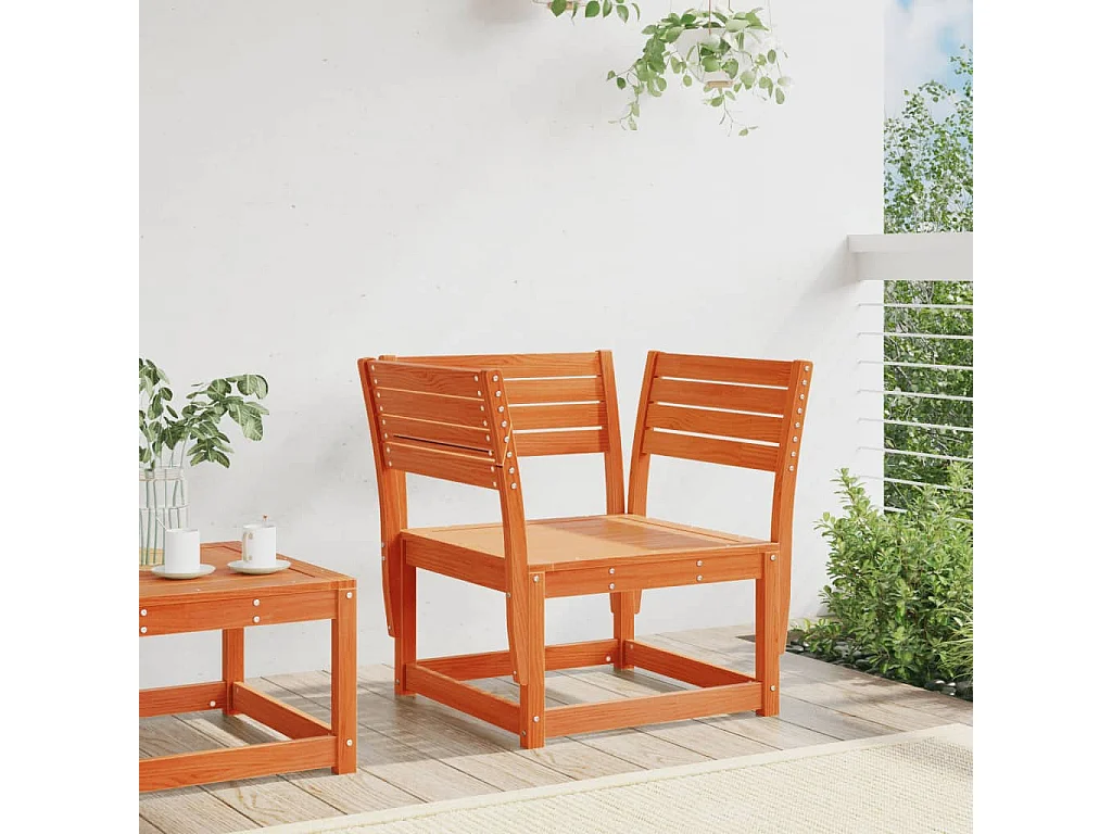 Chaise de jardin cire marron bois de pin massif FR568487