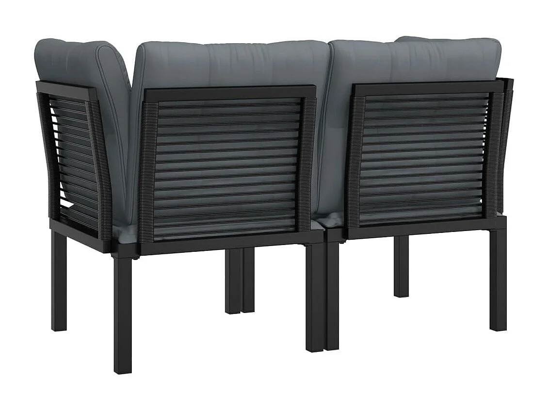 Cadeiras de canto jardim c/ almofadões 2pcs vime PE preto/cinza PT766112