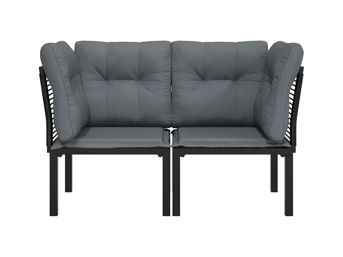 Lot de 2 Chaises d'angle de jardin avec coussins noir/gris FR68441