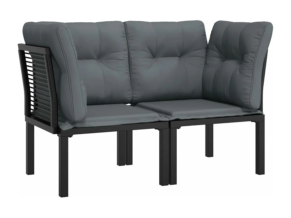 Lot de 2 Chaises d'angle de jardin avec coussins noir/gris FR68441