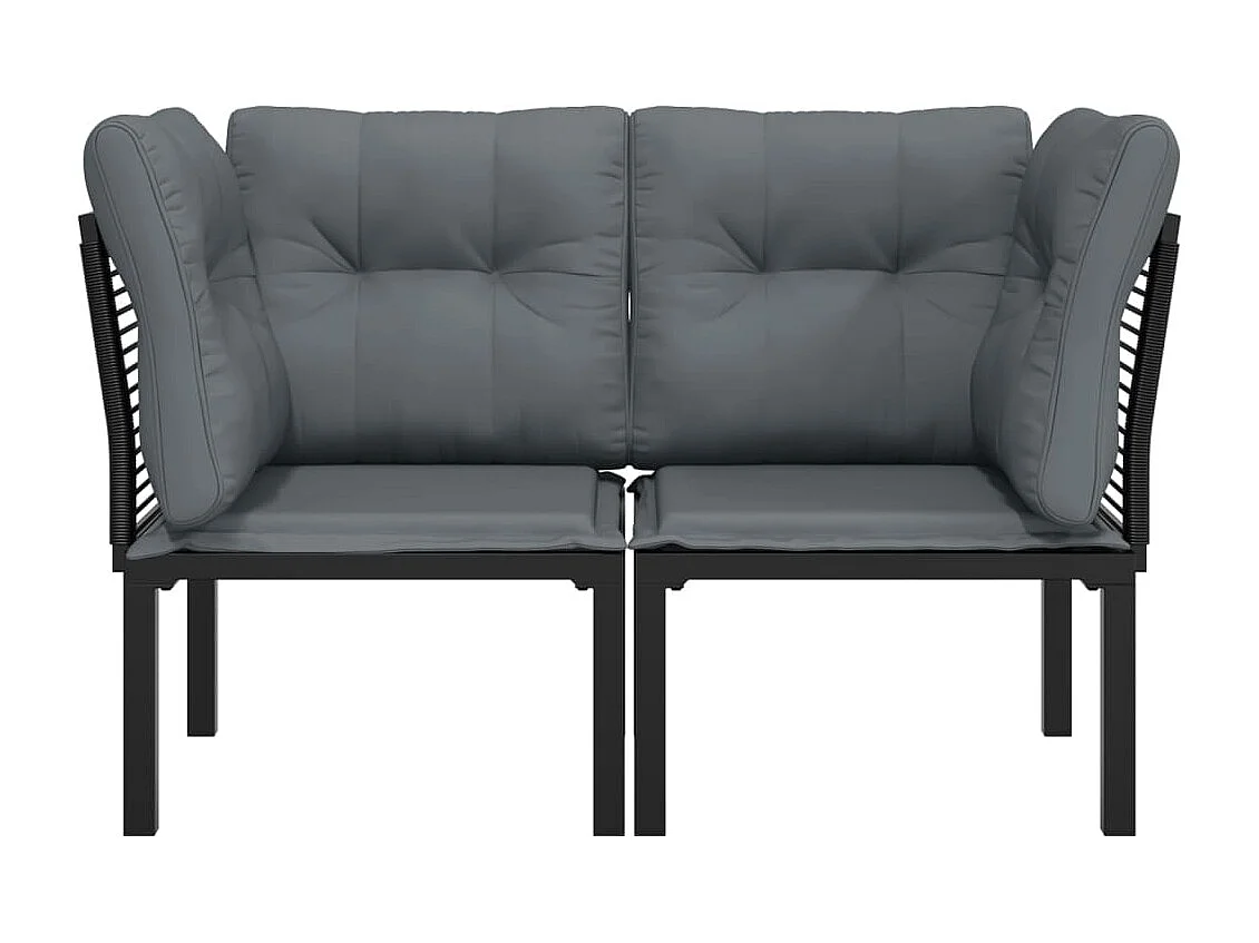 Lot de 2 Chaises d'angle de jardin avec coussins noir/gris FR68441