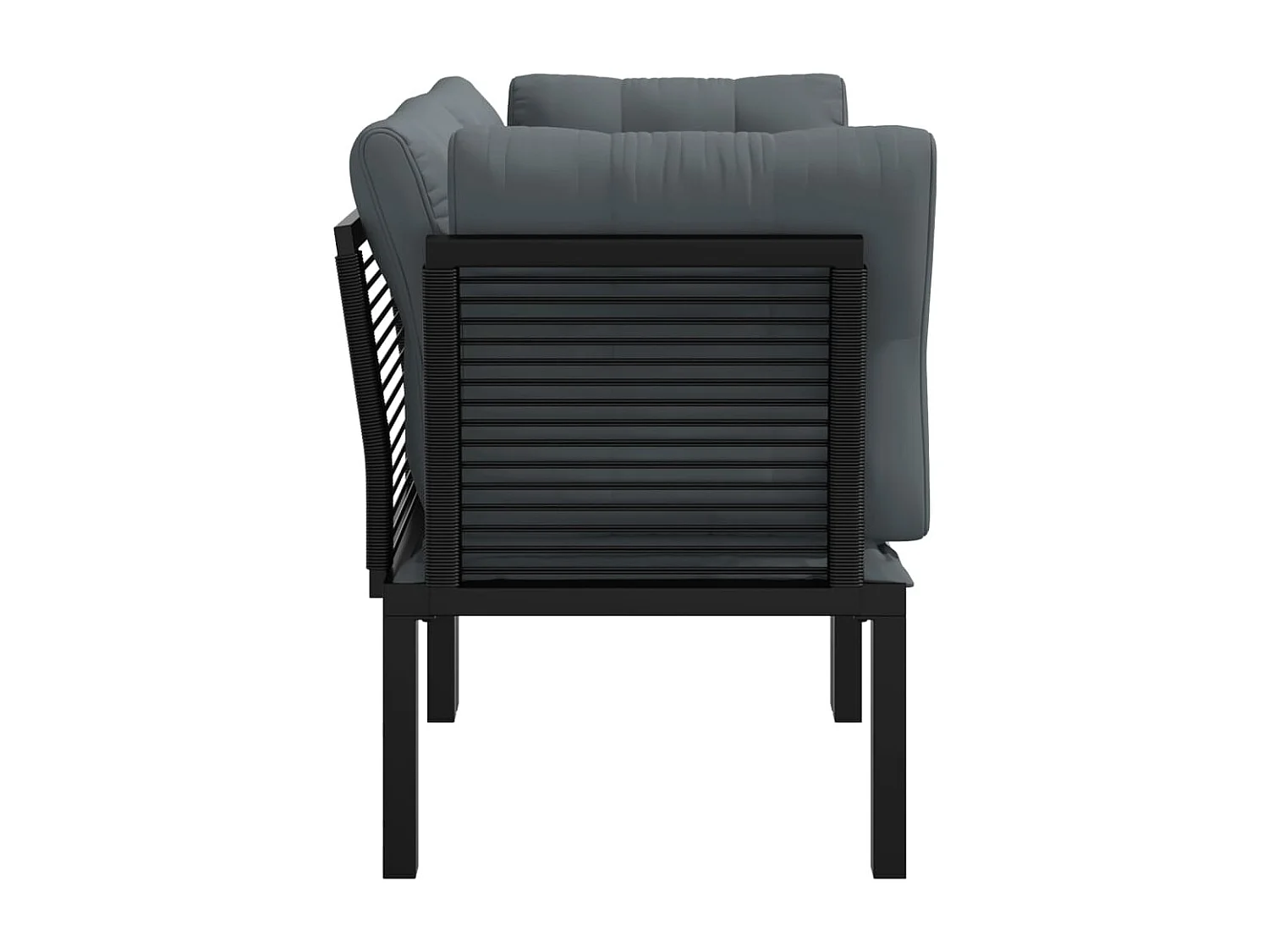 Lot de 2 Chaises d'angle de jardin avec coussins noir/gris FR68441