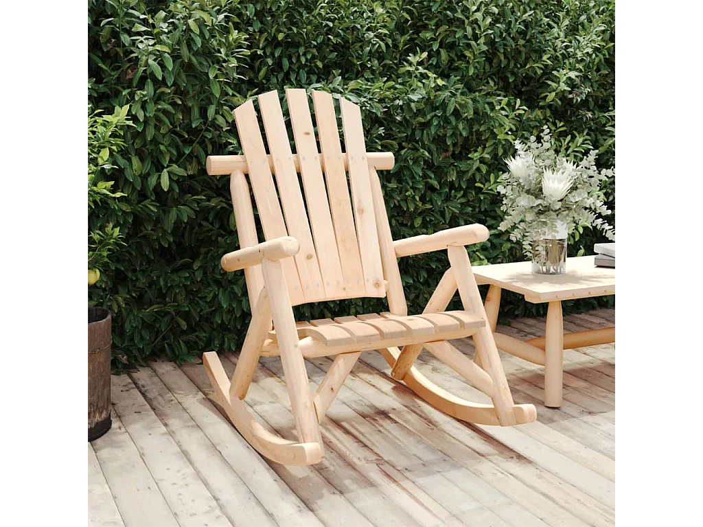 Chaise à bascule de jardin 69x96x101 cm bois massif d'épicéa FR53052