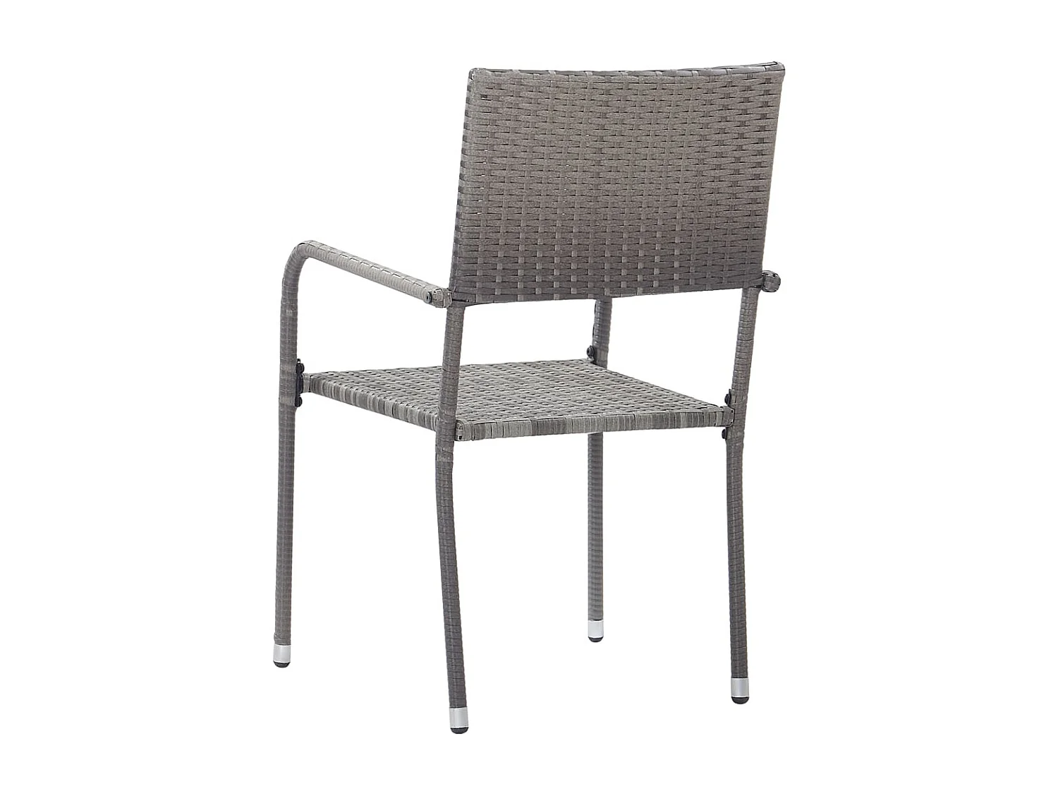 Lot de 4 Chaise à dîner de jardin empilable gris résine tressée FR551995