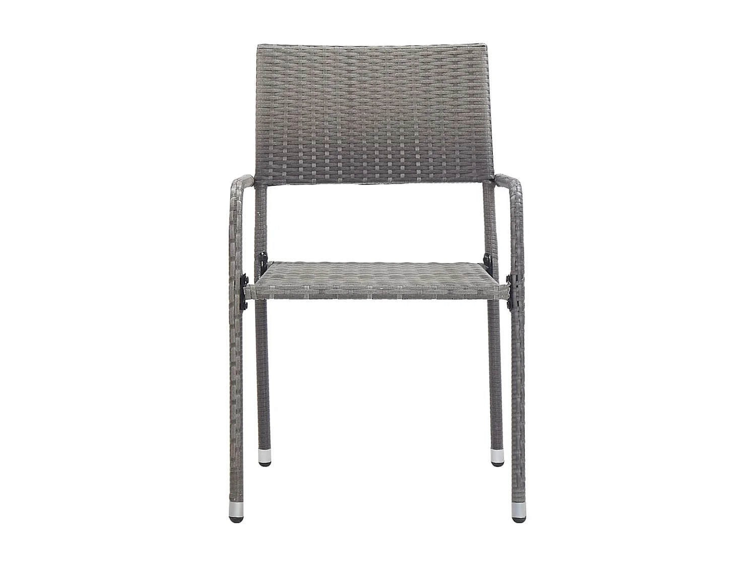 Cadeiras de jantar empilháveis para jardim 2 pcs vime PE cinza PT737623