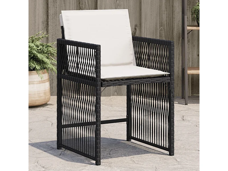 Lot de 4 Chaises de jardin avec coussins noir résine tressée FR802102