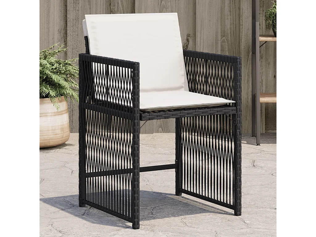 Lot de 4 Chaises de jardin avec coussins noir résine tressée FR802102