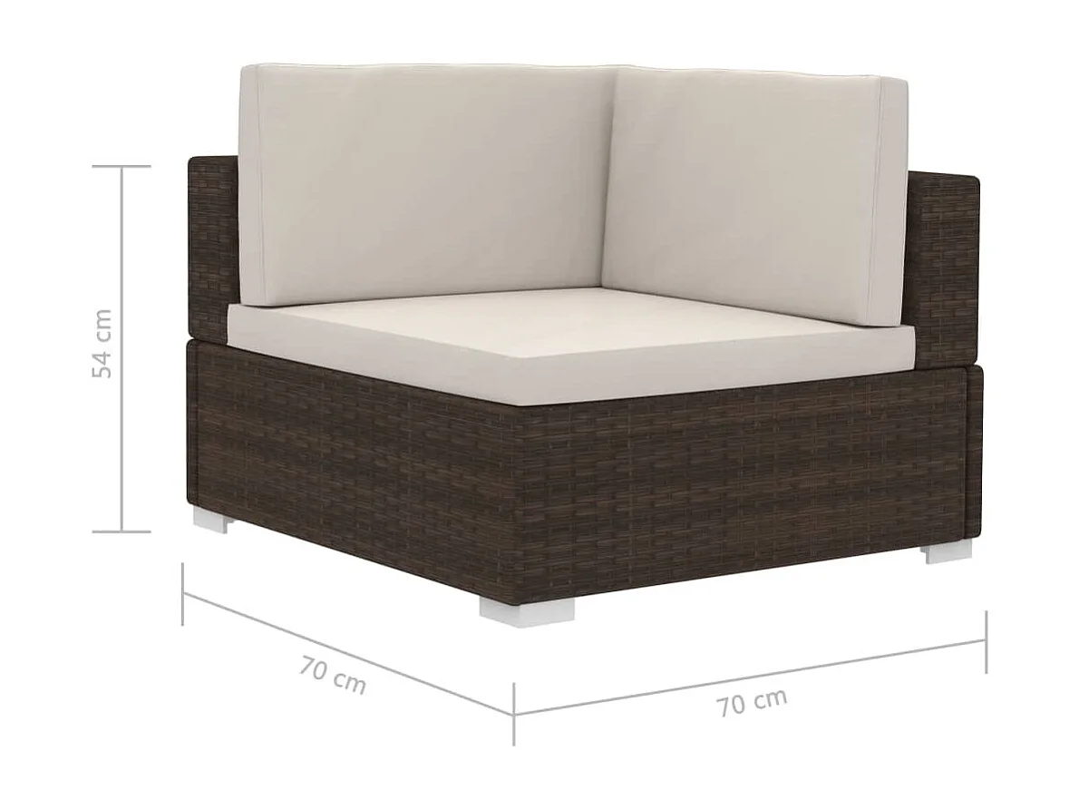 Lot de 2 Chaises d'angles avec coussins Résine tressée Marron FR50658