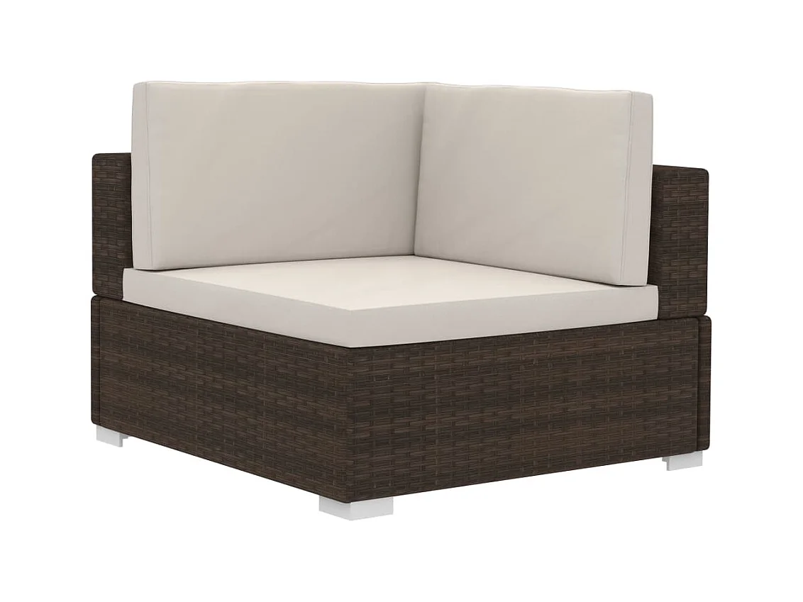 Lot de 2 Chaises d'angles avec coussins Résine tressée Marron FR50658